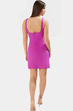 Kolsuz Mini Elbise %93 Polyester %7 Elastan 88 cm Boy Profesyonel Görünüm Şık