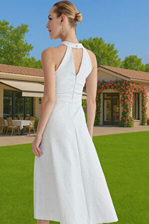 Kolsuz A Kesim Jakar Abiye Elbise Yaz Mevsimi İçin Özenle Seçilmiş Rahat Ve Şık Seçkin Malzeme