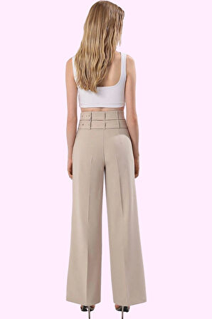 Kadın Uzun Boy Finike Dokuma Pantolon Geniş Paça Yüksek Bel Tasarım Yaz Aylarının Vazgeçilmezi