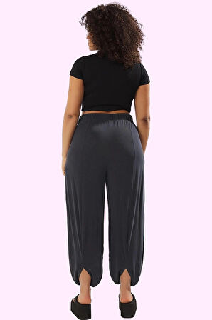 Kadın Modal Polyester Pantolon Havuç Kesim Yüksek Bel Lastikli Paça Yaz Aylarının Vazgeçilmezi