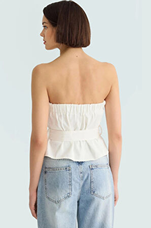 Yazlık Kolsuz Bluz Renk Gabardin Kumaş Straplez Fitted Basic Günlük Kullanım İçin