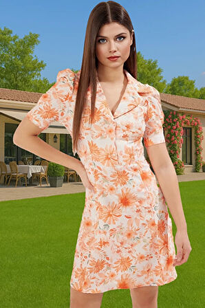Dokuma Çiçekli A Kesim Mini Elbise Polyester Yazlık Dayanıklı Malzeme Mükemmel Uyum Özenle Seçilmiş