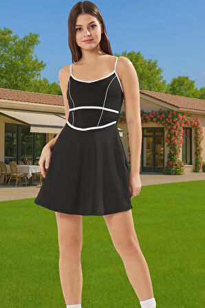 Kadın Spor Elbise İnce Askılı Örme Kumaş Yazlık Mini Boy Dayanıklı Malzeme Konforlu Kesim