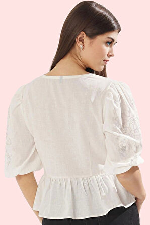 Kadın Basic V Yaka Gömlek Pamuk Kısa Kollu Rahat Günlük Hafta Sonu Yaz Aylarının Vazgeçilmezi