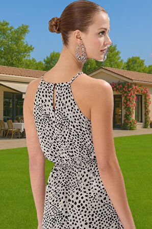 Midi Boy A Kesim Şifon Elbise Puantiyeli Polyester Yazlık Rahat Kullanım Profesyonel Görünüm