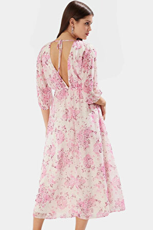 A Kesim Maxi Elbise Şifon Dokuma Soyut Desenli Yazlık Modern Stil Mükemmel Uyum