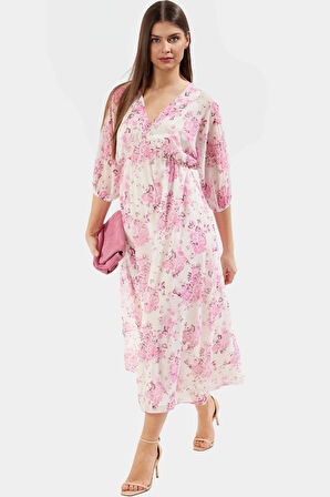 A Kesim Maxi Elbise Şifon Dokuma Soyut Desenli Yazlık Modern Stil Mükemmel Uyum