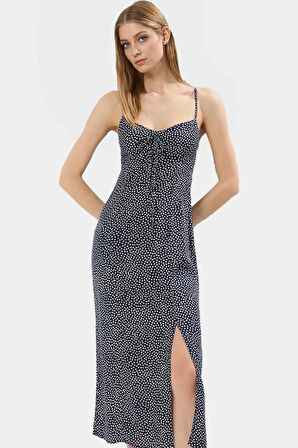 Yazlık Kolsuz Çiçek Desenli A line Midi Elbise Shally Dokuma Viskoz Uzun Ömürlü