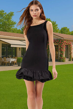 Kısa A Kesim Elbise Finike Dokuma Yazlık Astarlı Mini Elbise Trend Tasarım Profesyonel Görünüm