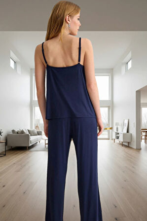 Rahat Viskon Pijama Takımı Dantel Detaylı 2'li Set Yazlık Dayanıklı Malzeme