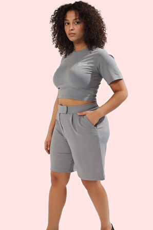 Kadın Yüksek Bel Örme Şort İnterlok Dokuma Rahat Günlük Yaz Hafta Sonu Stilin Buluştuğu Yer