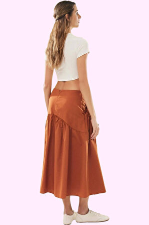 Kadın Poplin Dokuma Maxi Etek A line Kesim Casual Stil Yaz Günlük Kullanım Kaliteli Malzeme