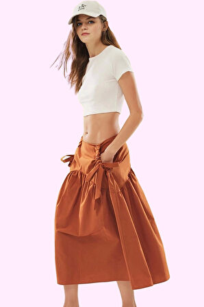 Kadın Poplin Dokuma Maxi Etek A line Kesim Casual Stil Yaz Günlük Kullanım Kaliteli Malzeme