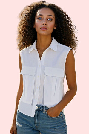 Kadın Basic Dokuma Kumaş Regular Kolsuz Gömlek Günlük Şıklık İçin Yaz Aylarının Vazgeçilmezi