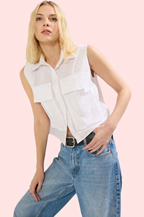 Kadın Basic Dokuma Kumaş Regular Kolsuz Gömlek Günlük Şıklık İçin Yaz Aylarının Vazgeçilmezi