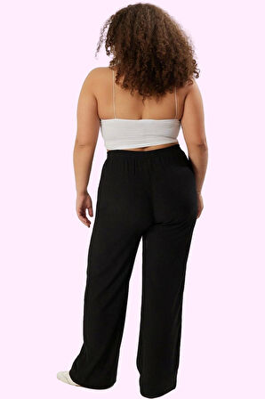 Kadın Straight Kalıp Büyük Beden Pantolon Polyester Rahat Günlük Yaz Aylarının Vazgeçilmezi