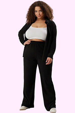 Kadın Straight Kalıp Büyük Beden Pantolon Polyester Rahat Günlük Yaz Aylarının Vazgeçilmezi