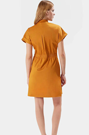 Şık Mini Gömlek Elbise Viskoz Karışım Nefes Alan Pamuk Saten Kumaş Rahat Kesim Dayanıklı Malzeme