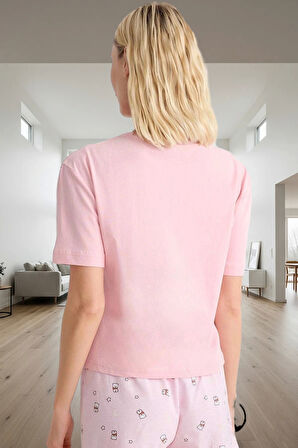 Ev Giyim Pamuk Örme Pijama Takımı Ayıcık ve Yıldız Desenli Özenle Seçilmiş Zarifane Tasarım