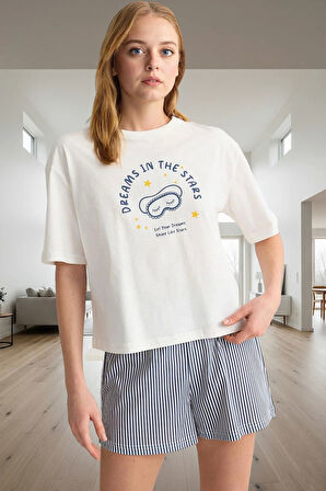 Yaz İçin 3lü %100 Pamuklu Şortlu Pijama Takımı Regular Kalıp Çizgili Desen Özel Tasarım