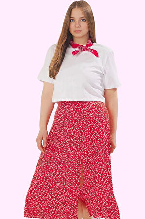 Kadın Şık Animal Desenli Dokuma Midi Etek Yüksek Bel Viskoz Günlük Kullanım Modern Tasarım