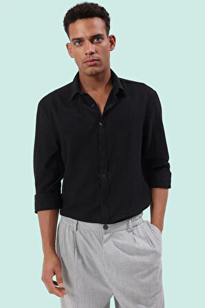 Erkek Regular Fit Uzun Kollu Gömlek Dokuma Kumaş Nefes Alabilir Günlük Şıklık Modern Tasarım