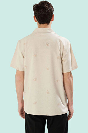 Erkek Klasik Apaş Yaka Kısa Kollu Nakışlı Gömlek Renk Günlük Yaz Hafta Sonu Modern Tasarım