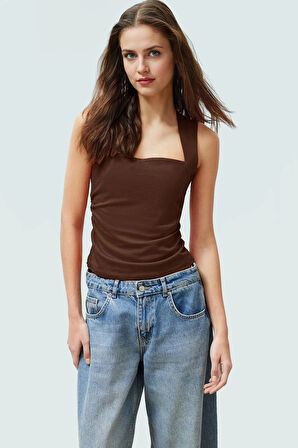 Kadın Yazlık Kolsuz Bluz Pamuklu Rahat Kare Yaka Premium Kalite Modern Stil