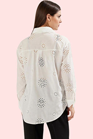 Kadın Pamuk Basic Dokuma Gömlek; Uzun Kollu Gömlek Yaka Günlük Kullanım Yaz Aylarının Vazgeçilmezi