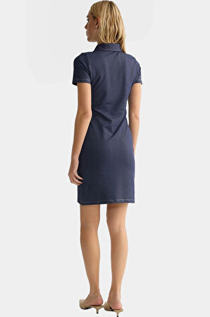 Örme Mini Elbise Bodycon Kalıp Polo Yaka Pamuklu Kumaş Günlük Stil Uzun Ömürlü Seçkin Malzeme