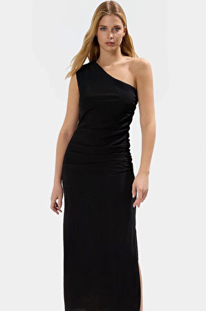 Yazlık Tek Omuz Elbise 130cm Boy Bodycon Kesim Soft Krep Rahat Ve Şık Kaliteli İşçilik