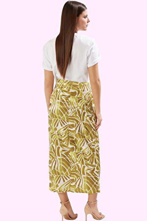 Kadın Önden Bağlamalı Etnik Desenli Saten Etek Günlük Casual Stiller İçin Kaliteli Malzeme