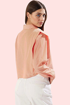 Kadın Pamuk Crop Gömlek Yaka Boxy Kalıp Günlük Şıklık İçin Hafta Sonu Yaz Aylarının Vazgeçilmezi