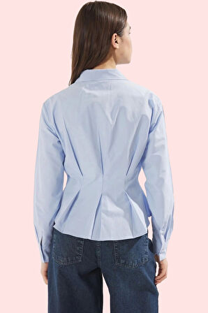 Kadın Uzun Kollu Gömlek Pamuk Polyester Terrycotton Kumaş Günlük Kullanım Kaliteli Malzeme