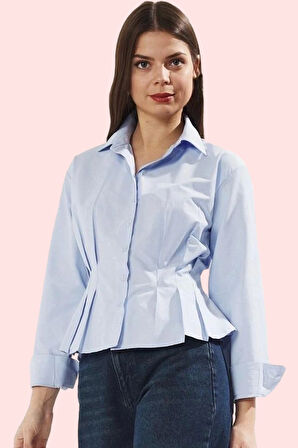 Kadın Uzun Kollu Gömlek Pamuk Polyester Terrycotton Kumaş Günlük Kullanım Kaliteli Malzeme