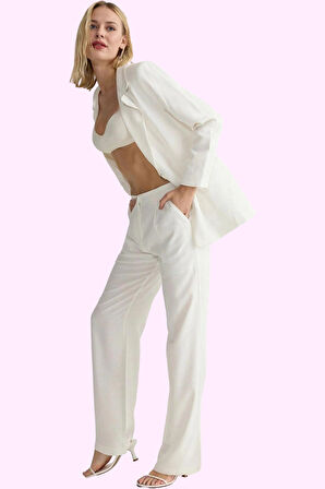 Kadın Pamuk Straight Pantolon Geniş Paça Günlük Kullanım İçin Hafta Sonu Dayanıklı Malzeme