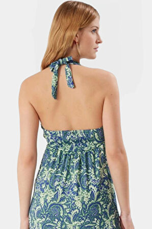 Yazlık V Yaka Maxi Elbise Esnek Örme Kumaş 130cm Boy Seçkin Malzeme Profesyonel Görünüm