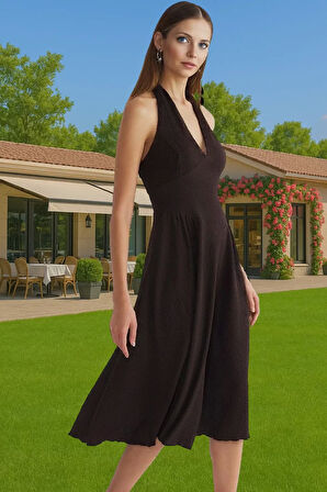 Bürümcük Dokuma Detaylı A Kesim Abiye Elbise Polyester Yazlık Mükemmel Uyum Seçkin Malzeme