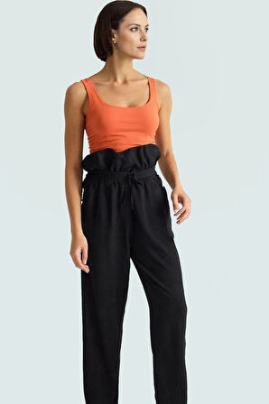 Polyester Dokuma Bluz Pantolon Takım Yüksek Bel Yazlık Casual Rahat Kullanım Kalite