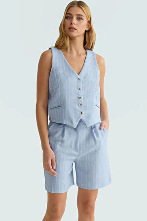 Rahat ve Şık Yazlık İkili Takım Viskon Süprem Yelek Şort Trend Tasarım Seçkin Malzeme Modern Stil