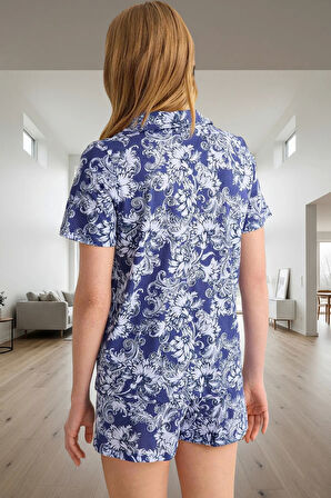 Yaz Mevsimi İçin Pamuklu Etnik Desenli Rahat Pijama Takımı Mükemmel Uyum Kullanım Uzun Ömürlü