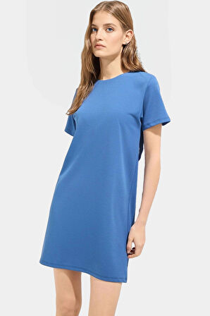 Rahat Kesim Mini Elbise 54% Elastommultiester 46% Polyester 86cm Boy Profesyonel Görünüm