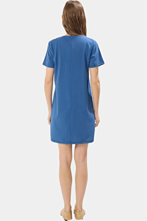 Rahat Kesim Mini Elbise 54% Elastommultiester 46% Polyester 86cm Boy Profesyonel Görünüm