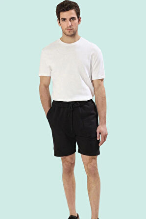 Erkek Yazlık Kısa Şort Pamuk Sloganlı Boru Paça Günlük Stil Hafta Sonu Yaz Aylarının Vazgeçilmezi