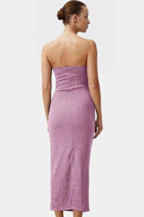 Yazlık Midi Elbise Kolsuz Bodycon Polyester Örme Kumaş Uzun Ömürlü Şık Görünüm