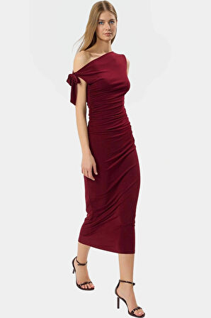 Tek Omuzlu Örme Maxi Elbise Vücuda Oturan Kalıp Şık ve Rahat Mükemmel Uyum