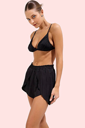 Kadın Kısa Boy Mom Fit Şort Crinkle Dokuma Nefes Alabilir Kumaş Günlük Şıklık Modern Tasarım