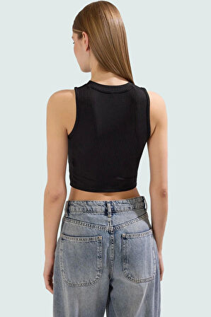 Halter Yaka Animal Desenli Crop Bluz Örme Kumaş Rahat Yazlık Kıyafet Günlük Kullanım İçin