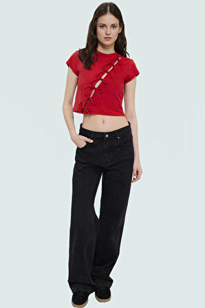 Fitted Bisiklet Yaka Kısa Kollu Likralı Penye Bluz Premium Kalite Kaliteli İşçilik