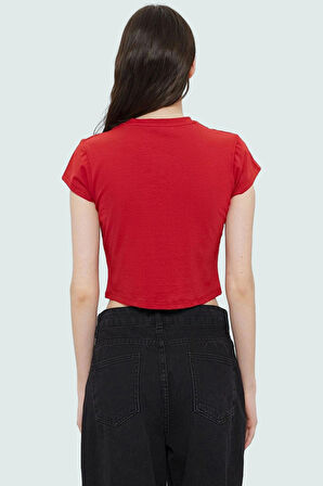 Fitted Bisiklet Yaka Kısa Kollu Likralı Penye Bluz Premium Kalite Kaliteli İşçilik